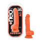 Blush Novelties Neo Elite 7.5" Silicone Dual Density Cock with Balls Neon Orange