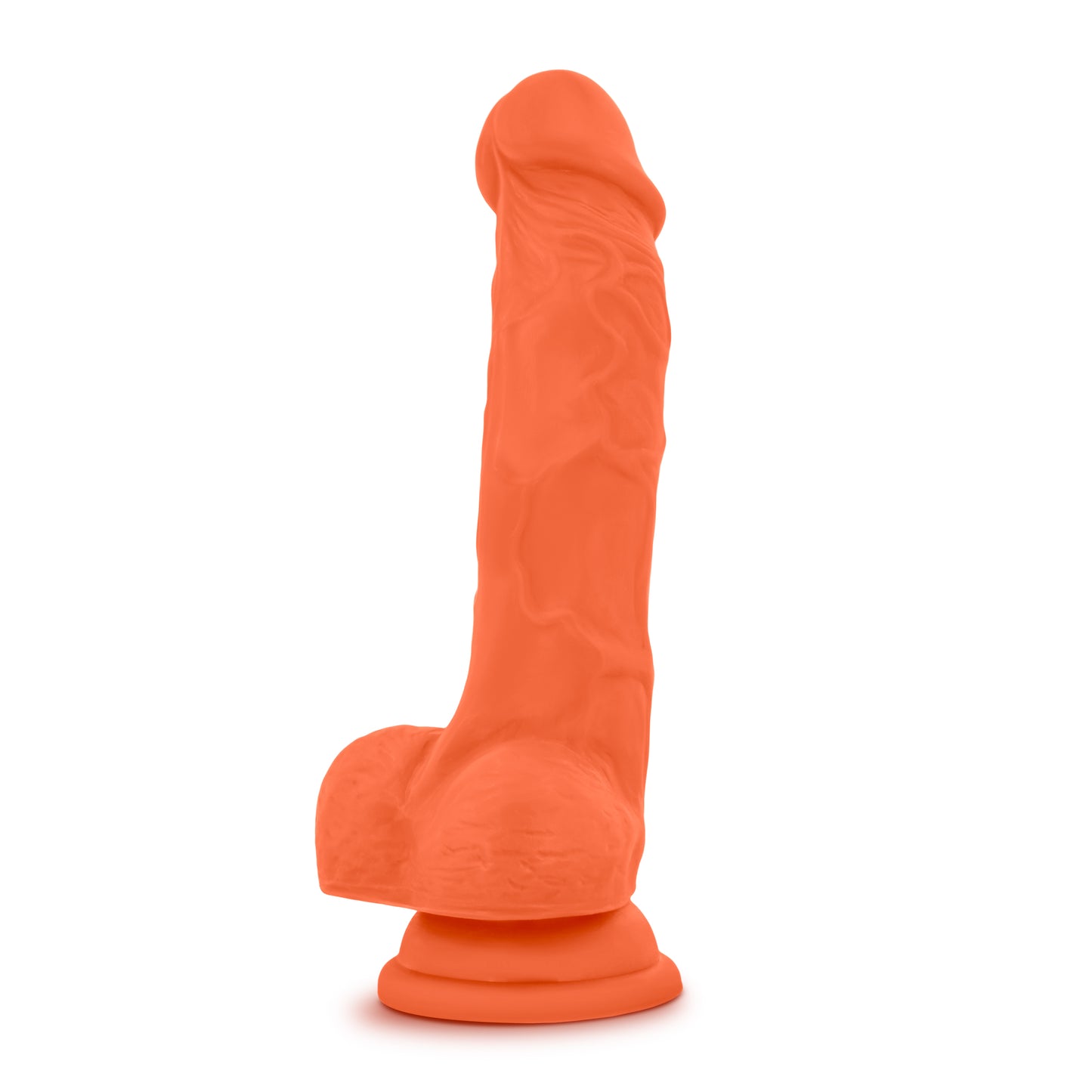 Blush Novelties Neo Elite 7.5" Silicone Dual Density Cock with Balls Neon Orange