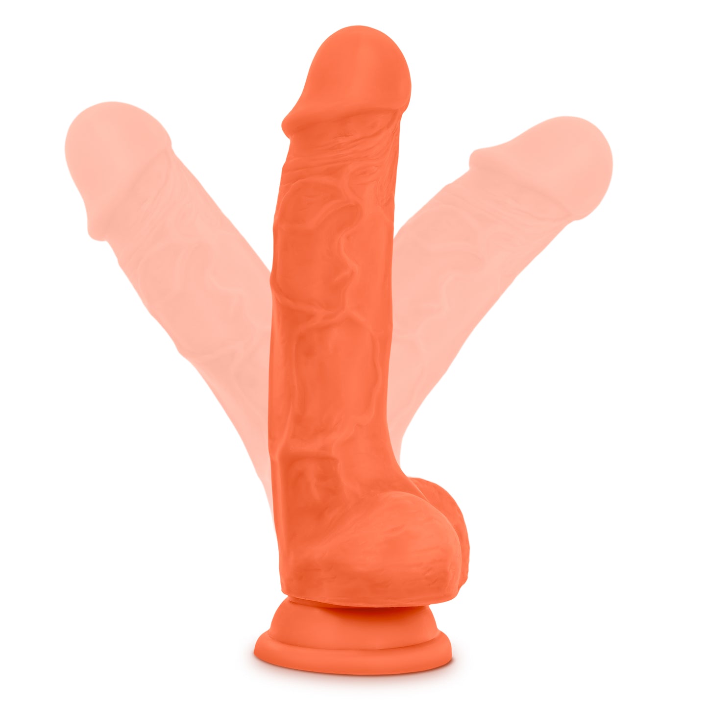 Blush Novelties Neo Elite 7.5" Silicone Dual Density Cock with Balls Neon Orange