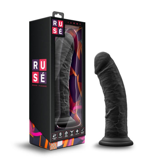 Ruse Jammy Black Dildo 8" with Suction Cup