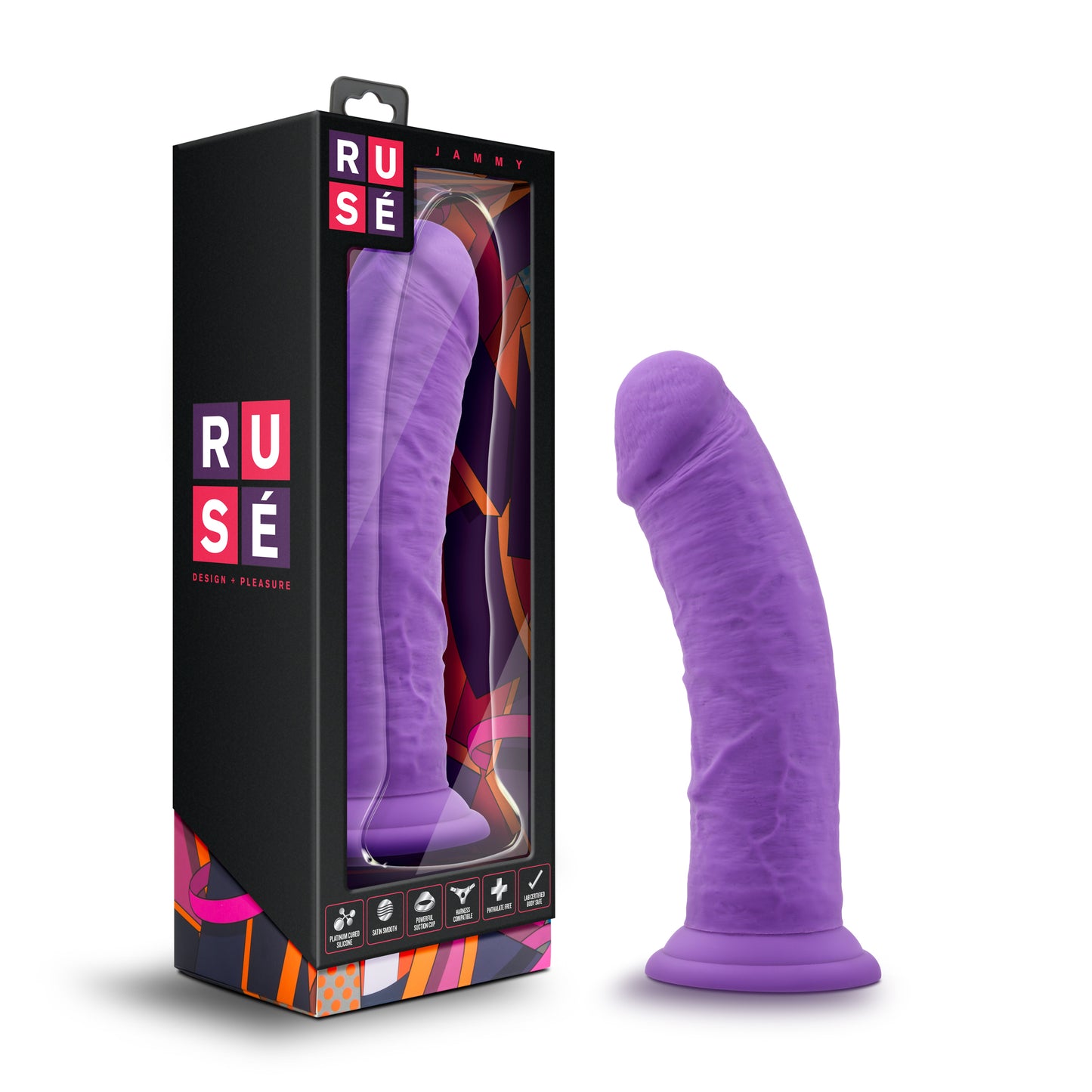 Ruse Jammy 8" Dildo with Suction Cup Purple