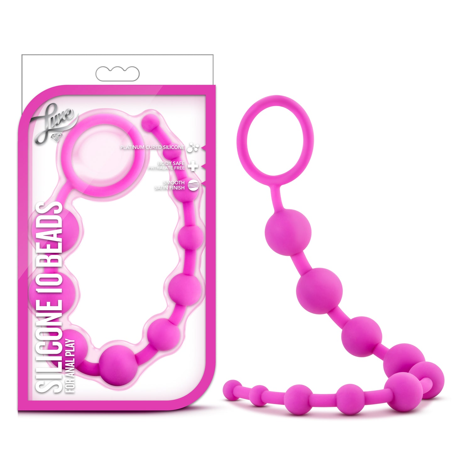 Luxe Silicone Anal 10 Beads Pink