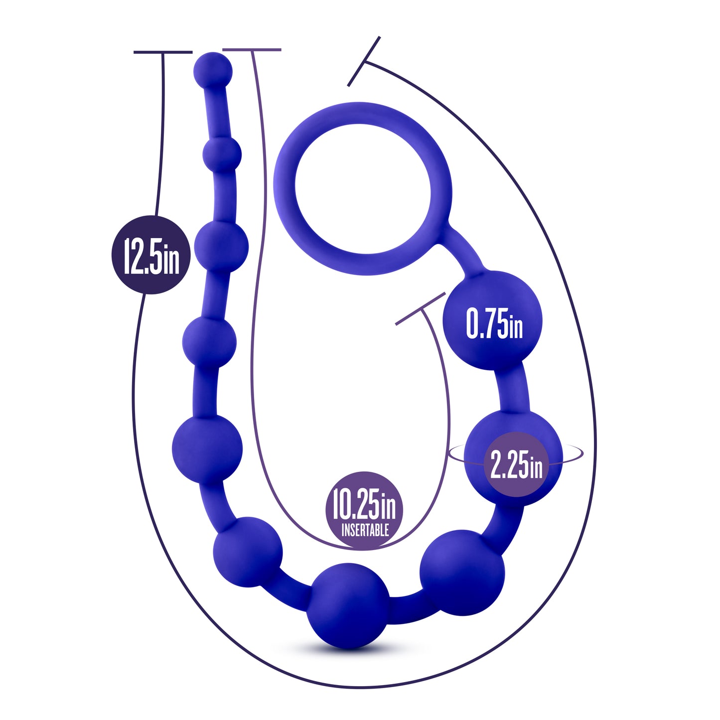 Luxe Silicone Anal 10 Beads Indigo