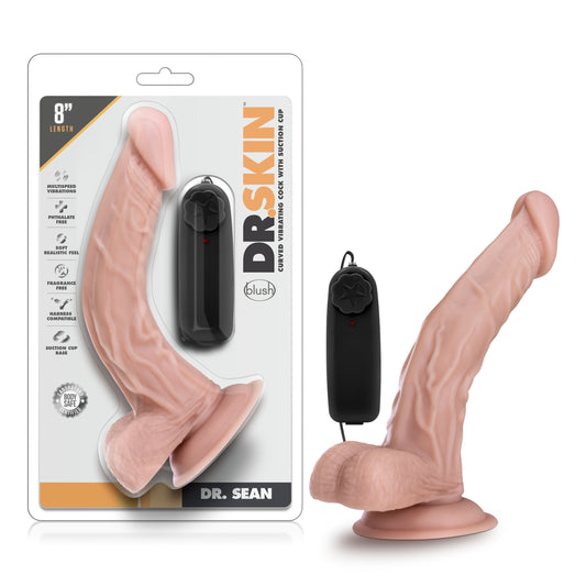 Dr Skin Dr Sean 8" inches Vibrating Cock with Suction Cup Vanilla