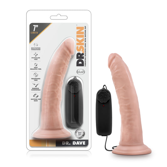 Dr Skin | Dr Dave 7" inches Vibrating Cock with Suction Cup Vanilla