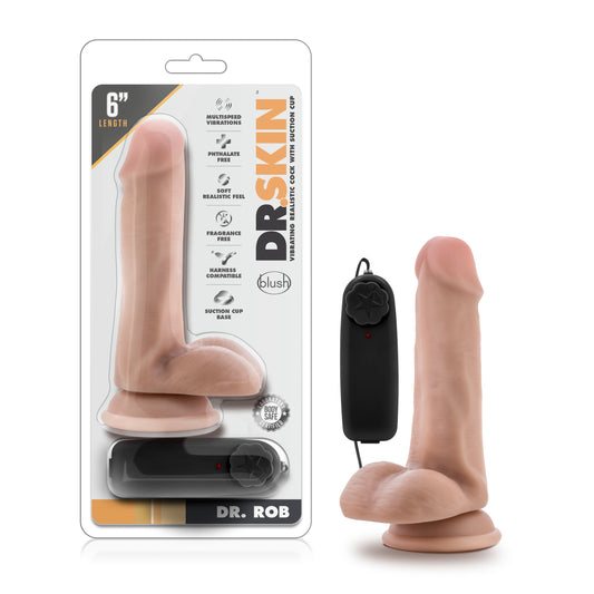 Dr Skin | Dr Rob 6" inches Vibrating Cock with Suction Cup Vanilla