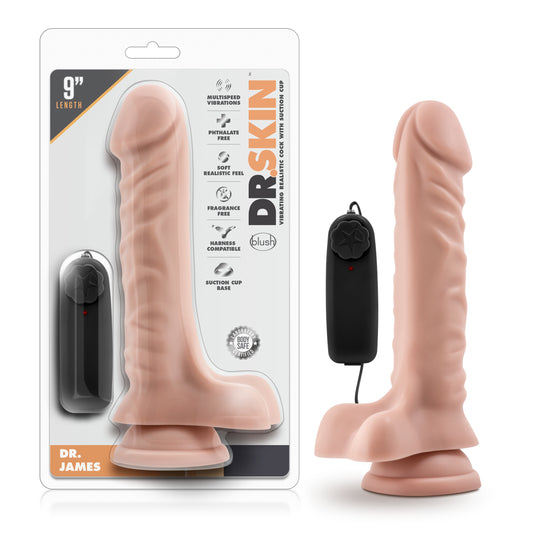 Dr Skin | Dr James 9" inches Vibrating Cock with Suction Cup Vanilla