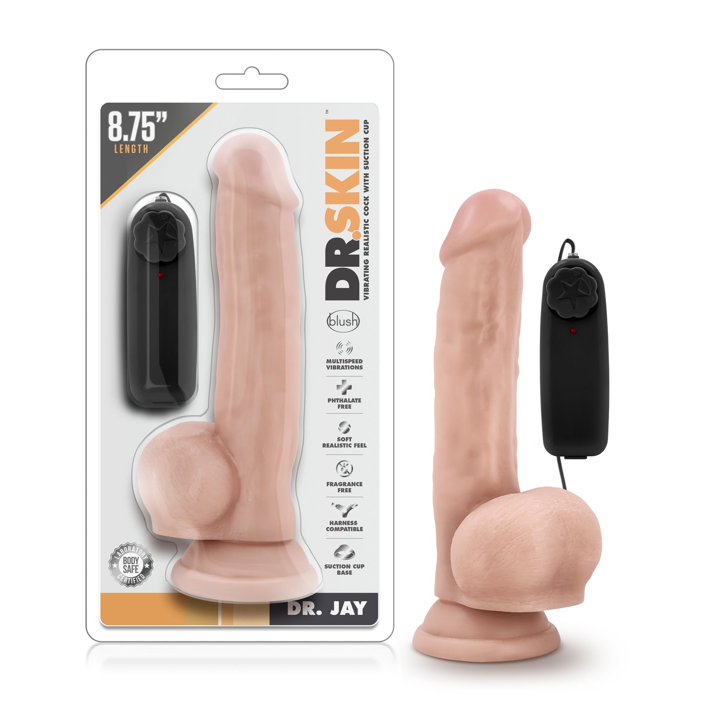 Dr Skin | Dr Jay 8.75" inches Vibrating Cock with Suction Cup Vanilla