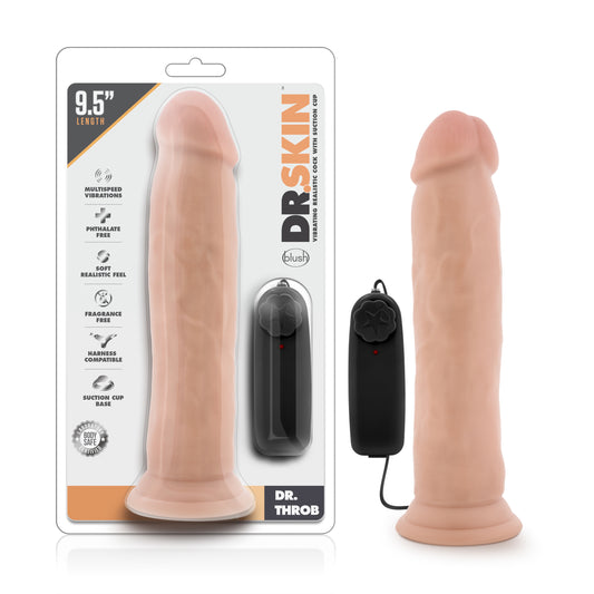 Dr Skin | Dr Throb 9.5" inches Vibrating Realistic Cock with Suction Cup Vanilla