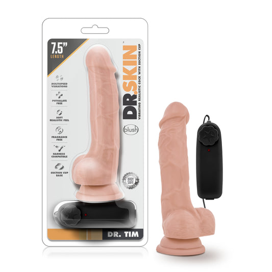 Dr Skin | Dr Tim 7.5" inches Vibrating Cock with Suction Cup Vanilla