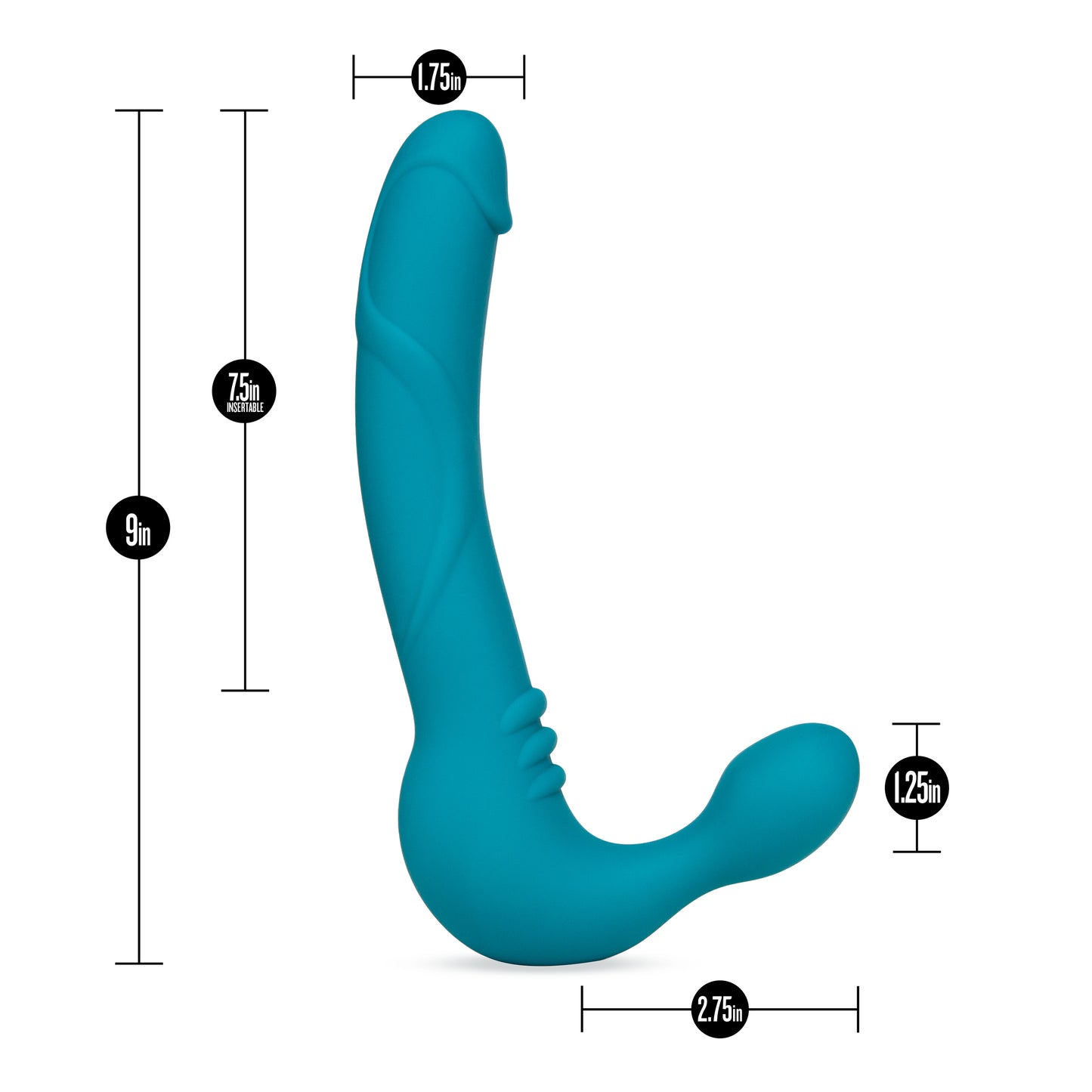 Blush Novelties | Temptasia Luna Strapless Silicone Vibrating Dildo Teal