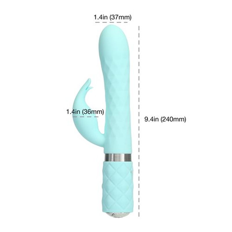 Pillow Talk Lively Rabbit Vibrator w Swarovski Crystal - Teal