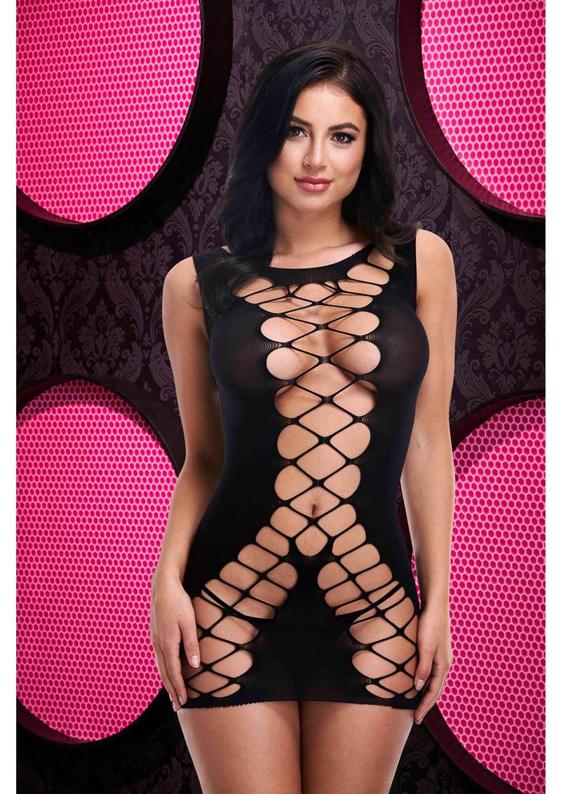 Lapdance Lingerie Criss Cross Mini Dress Black Size OS One Size