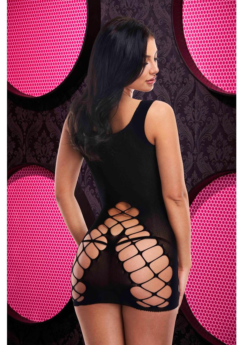 Lapdance Lingerie Criss Cross Mini Dress Black Size OS One Size