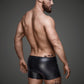 Noir Mens Sexy Shorts with PVC Panel & Hot Detail Size S, M, L or XL