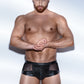 Noir Power Wetlook Shorts With Tulle And Eco Leather Black Size S, M, L or XL