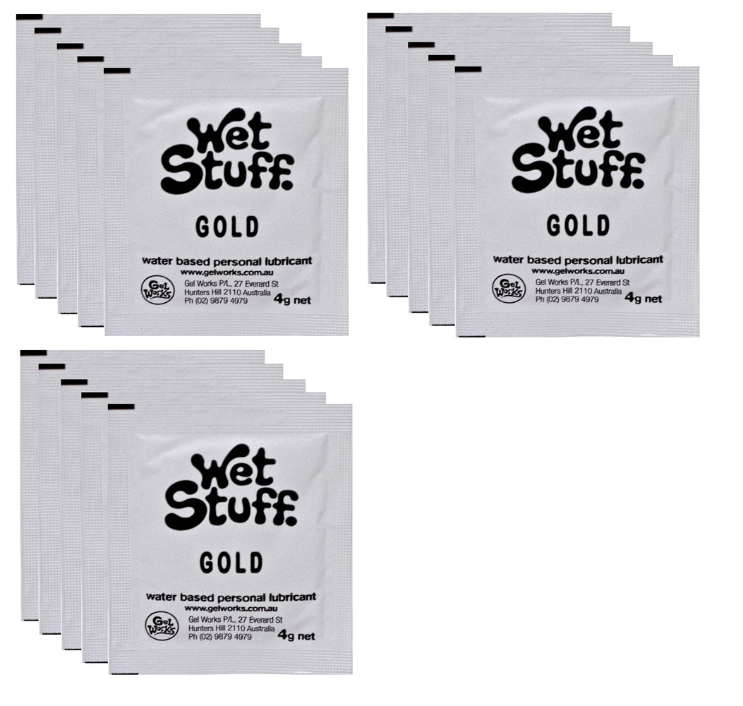 Wet Stuff Gold Water Based Lubricant Travel 4g 1/5/10/15/20/25/50/100 Sachets