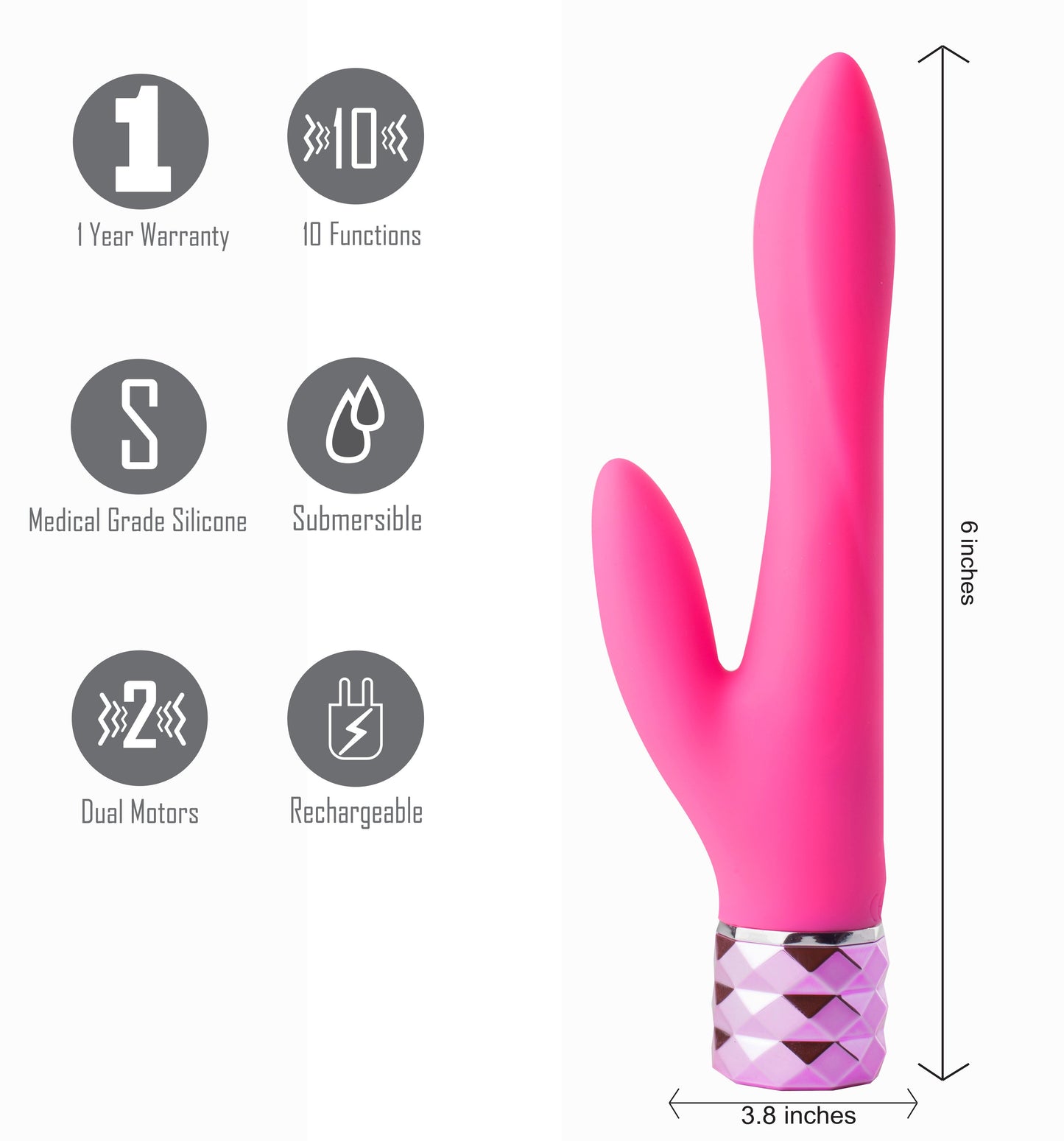 Maia Toys | Maia Victoria Pink 15.2cm USB Rechargeable Rabbit Vibrator