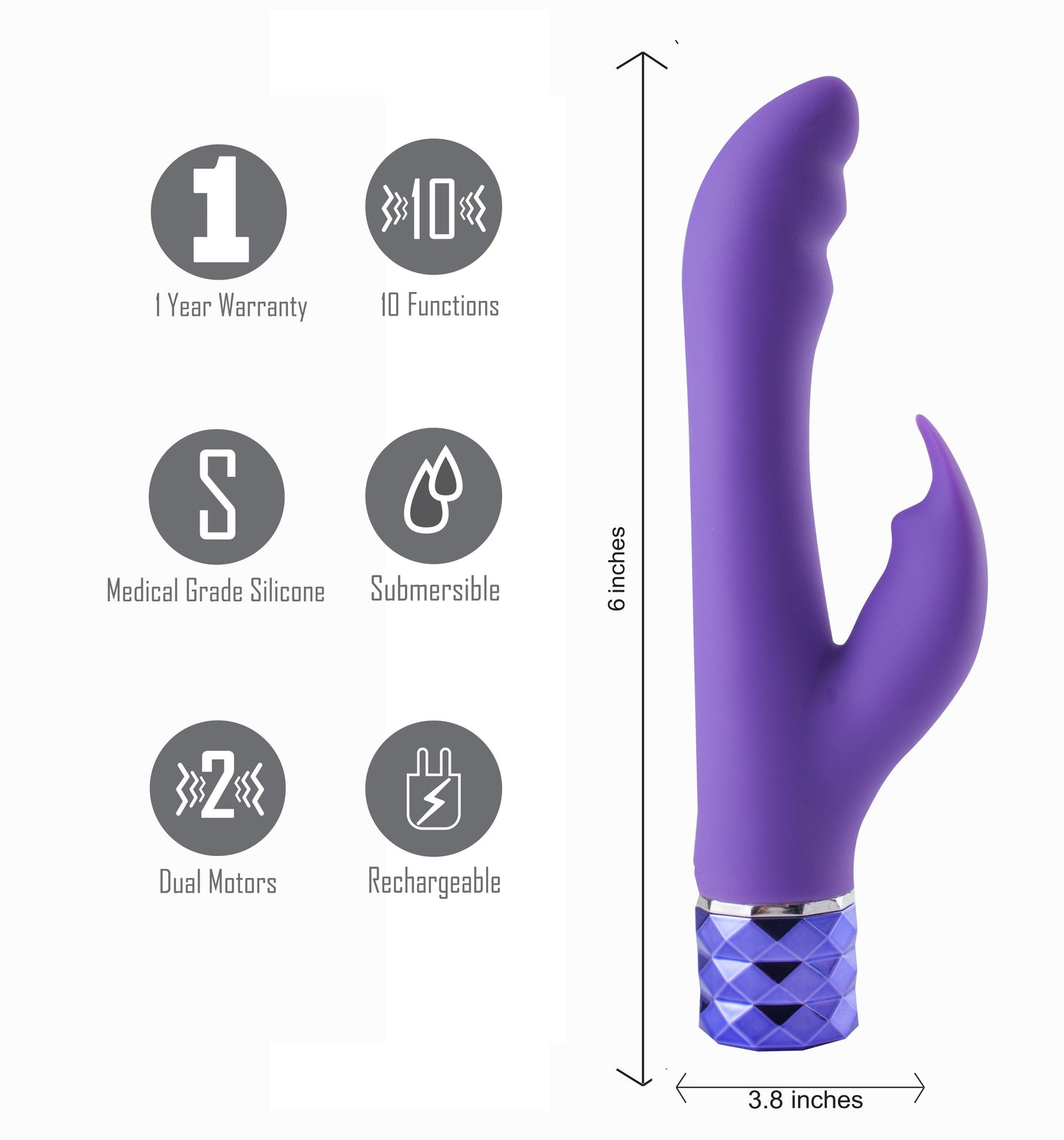 Maia Toys | Maia Hailey Purple 15.2cm USB Rechargeable Rabbit Vibrator