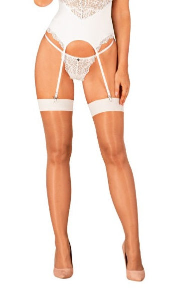 Obsessive Lingerie S814 Stockings White Size L/XL