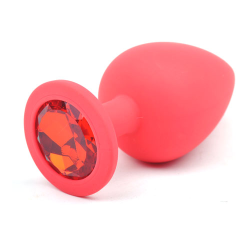 Daytona Red Silicone Anal Plug Large w Red Diamond