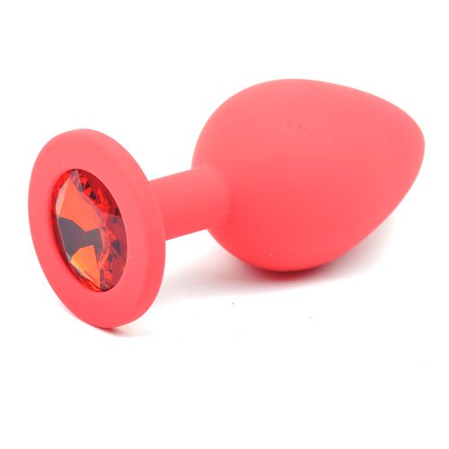 Daytona Red Silicone Anal Plug Medium w Red Diamond