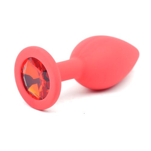 Daytona Red Silicone Anal Plug Small w Red Diamond