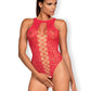 Obsessive Lingerie Open Back B120 Teddy Red Size OS