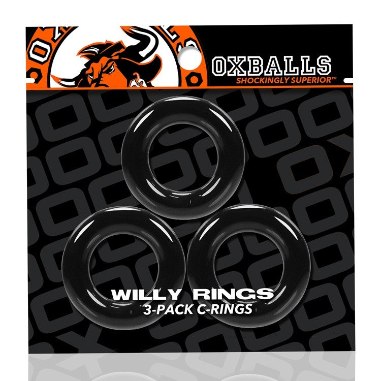 OxBalls Willy Rings Black Cock Rings - 3 Pack