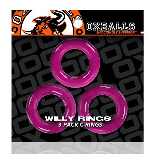 OxBalls Willy Rings Hot Pink Cock Rings - 3 Pack