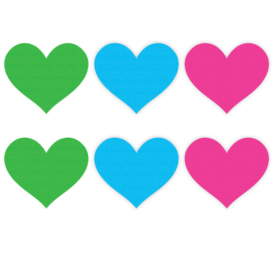 Peekaboo Pasties | Neon Heart Pasties 3 Pk Green/Blue/Pink