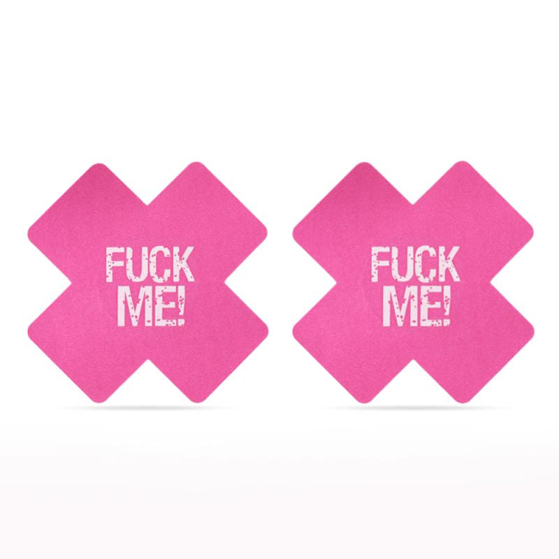 Lovetoy Lace FUCK ME Cross Pattern Nipple Pasties Twin Pack