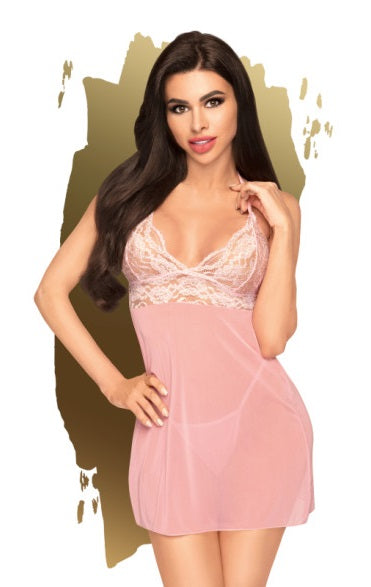 Penthouse Bedtime Story Mini Dress w Thong Pink Size M/L or L/XL