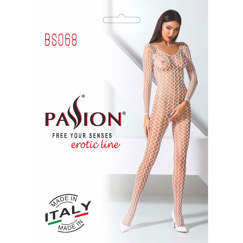 Passion Lingerie Bodystocking BS068 White Size OS