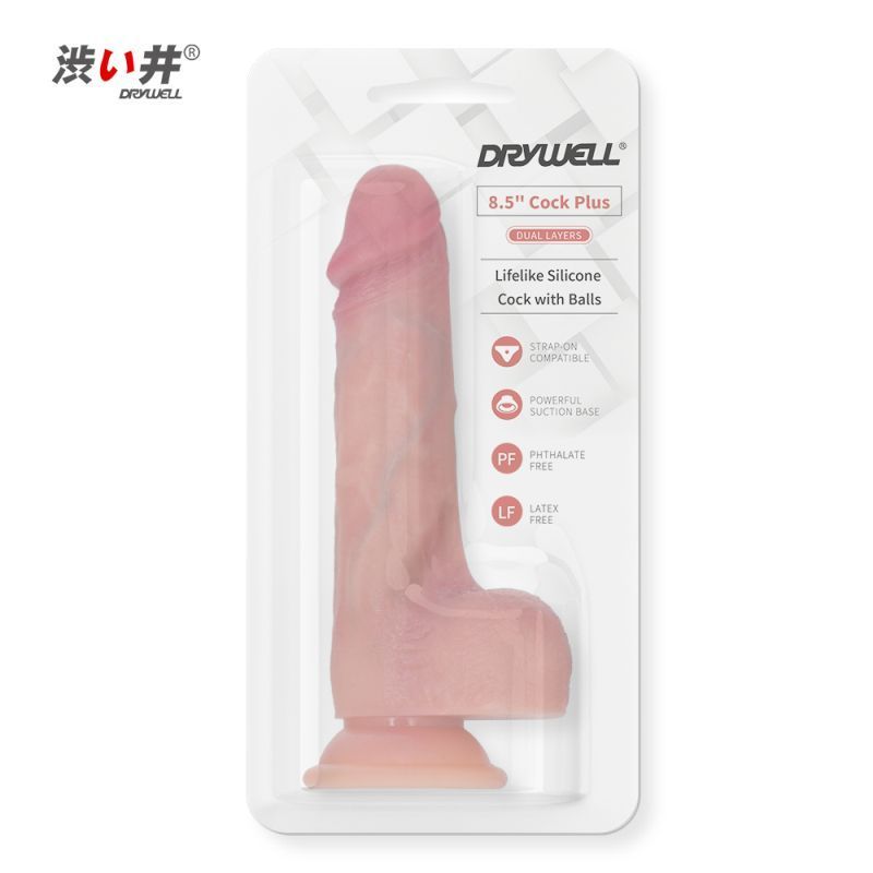 Drywell | Realistic Silicone Cock w Suction 8.5" inches