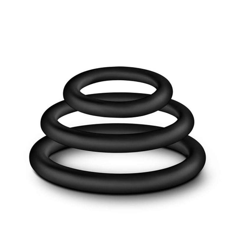 Performance Silicone Cock Ring 3 Pc Set Black