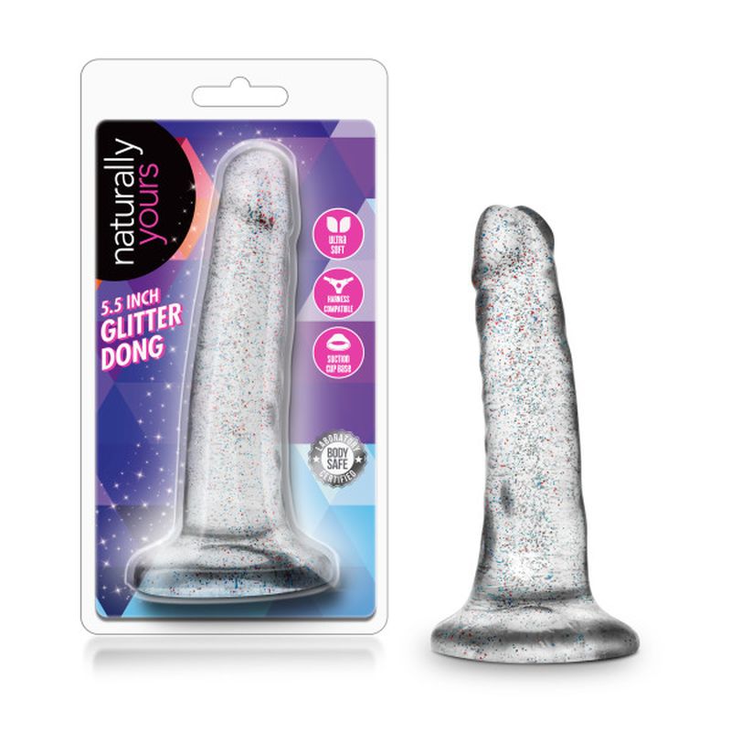 Naturally Yours Glitter Dong Clear 5.5" Dildo w Suction Cup