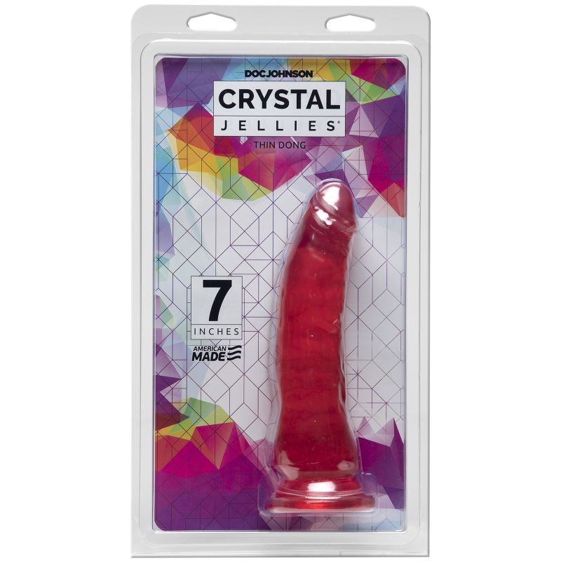 Doc Johnson Crystal Jellies 7" Thin Dong w Suction Pink