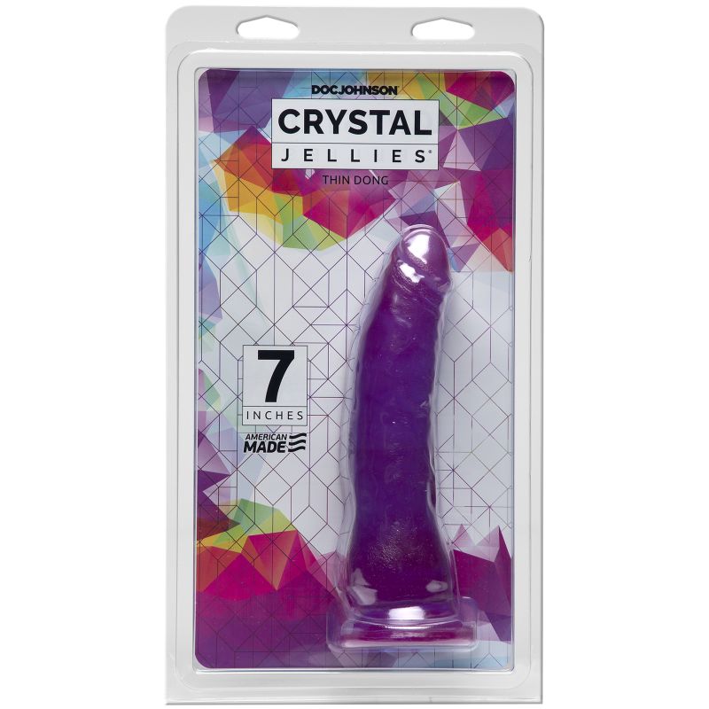 Doc Johnson Crystal Jellies 7" Thin Dong w Suction Purple