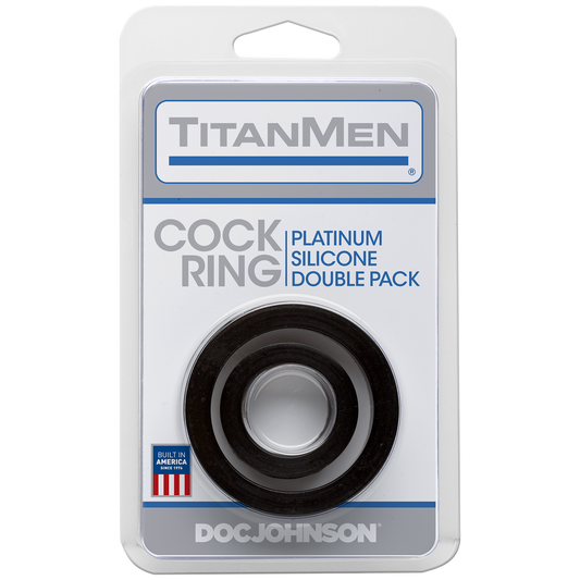 Doc Johnson TitanMen Silicone Cock Rings Double Pack Black