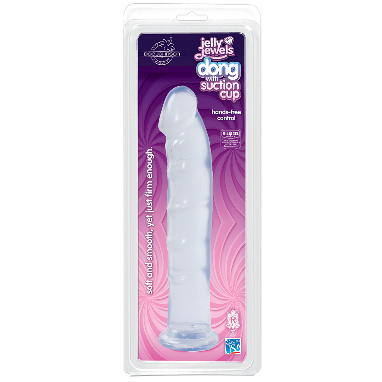 Doc Johnson Jelly Jewels 8" Dong with Suction Cup Diamond Clear