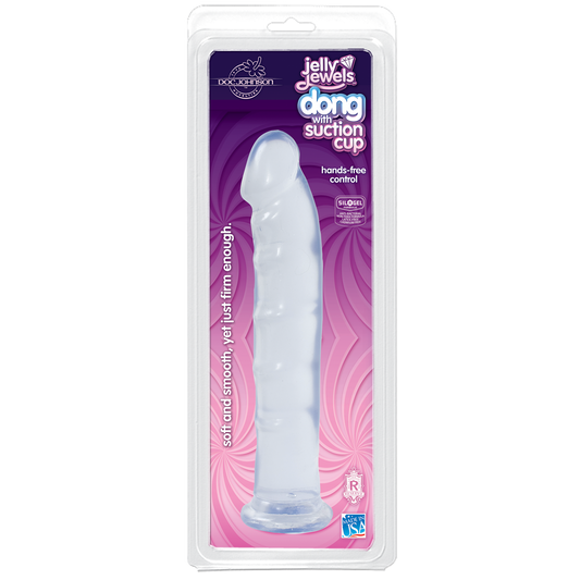 Doc Johnson Jelly Jewels 8" Dong with Suction Cup Diamond Clear