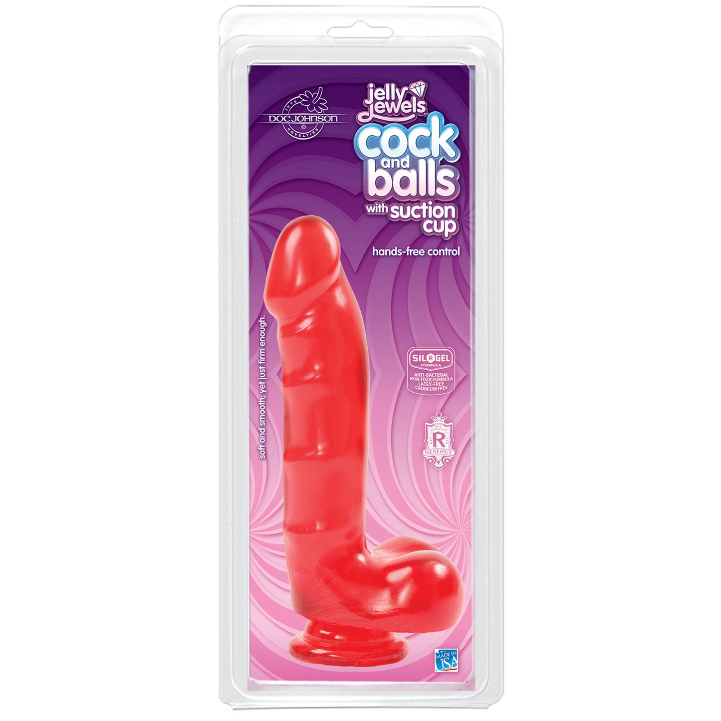 Doc Johnson Jelly Jewels 6" Cock and Balls with Suction Cup Ruby