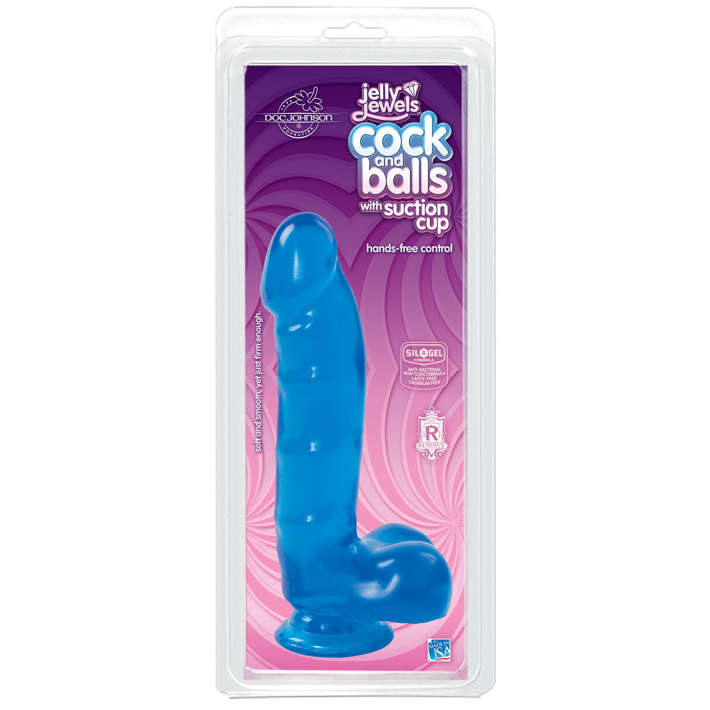 Doc Johnson Jelly Jewels 6" Cock and Balls with Suction Cup Sapphire