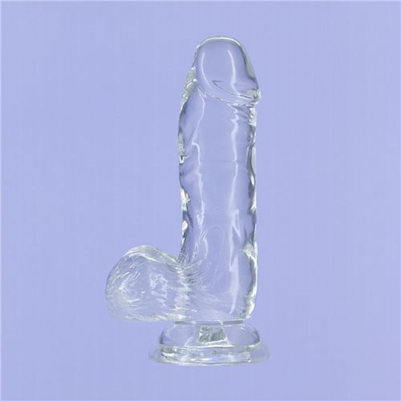 Addiction | Crystal Dildo with Balls 6" Clear with bonus PowerBullet