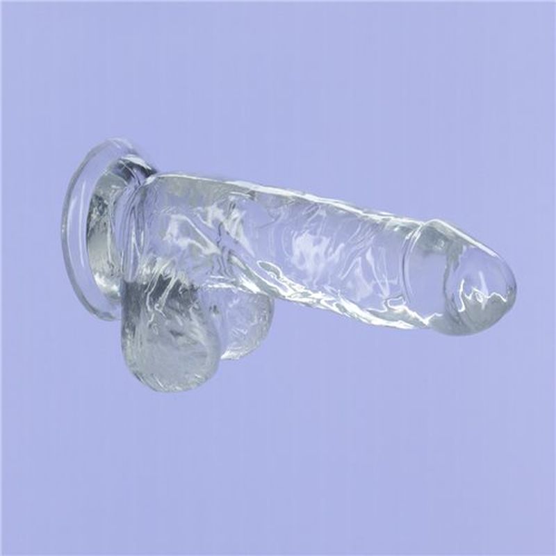 Addiction | Crystal Dildo with Balls 6" Clear with bonus PowerBullet