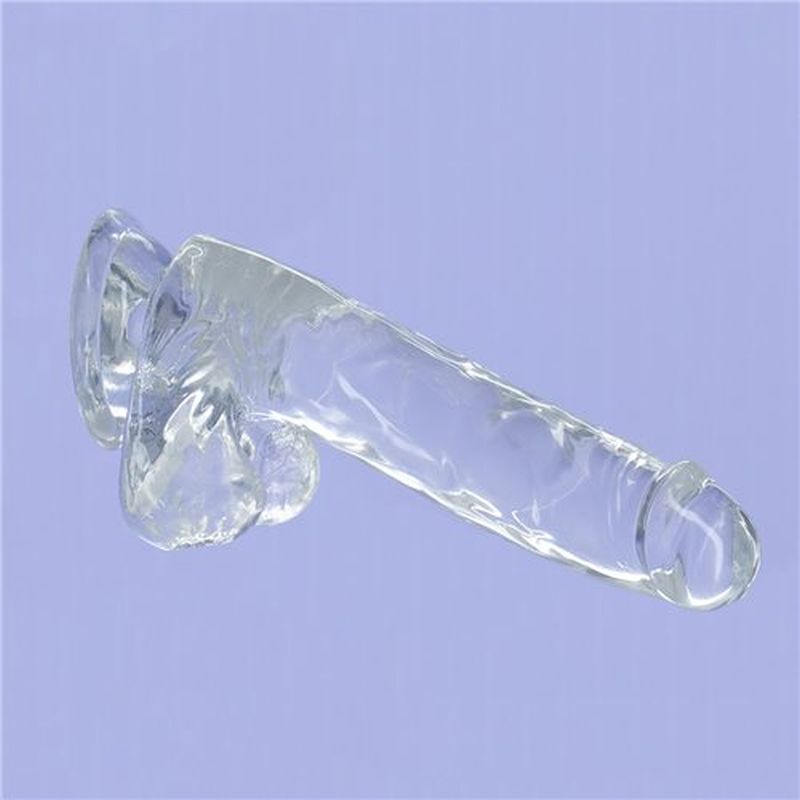 Addiction | Crystal Dildo with Balls 8" Clear with bonus PowerBullet