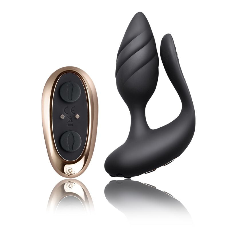 Rocks Off Cocktail Dual Stimulator Couples Vibrator for Anus and Vagina Black