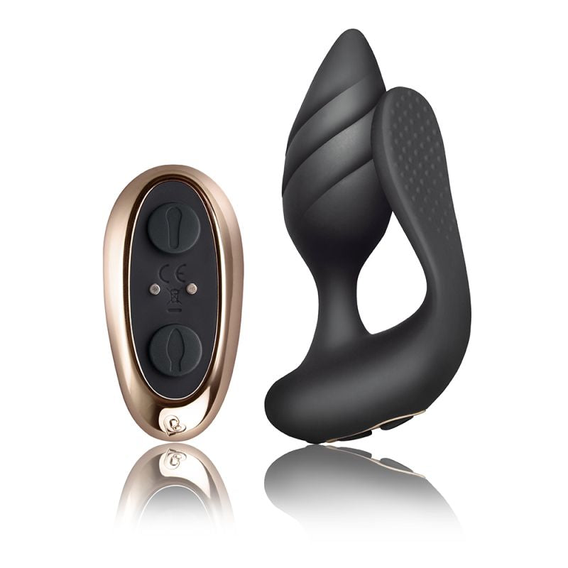 Rocks Off Cocktail Dual Stimulator Couples Vibrator for Anus and Vagina Black