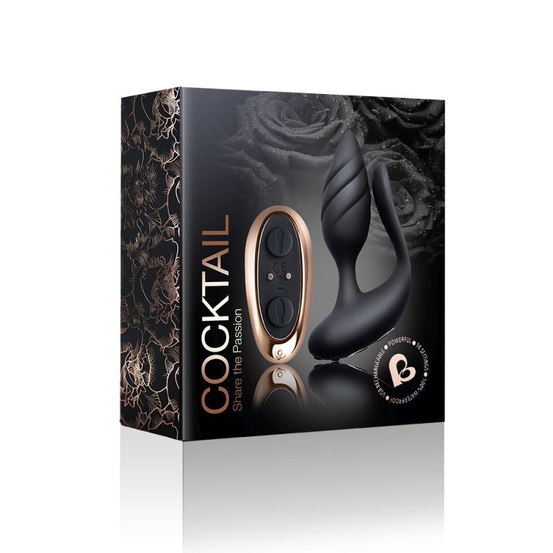 Rocks Off Cocktail Dual Stimulator Couples Vibrator for Anus and Vagina Black